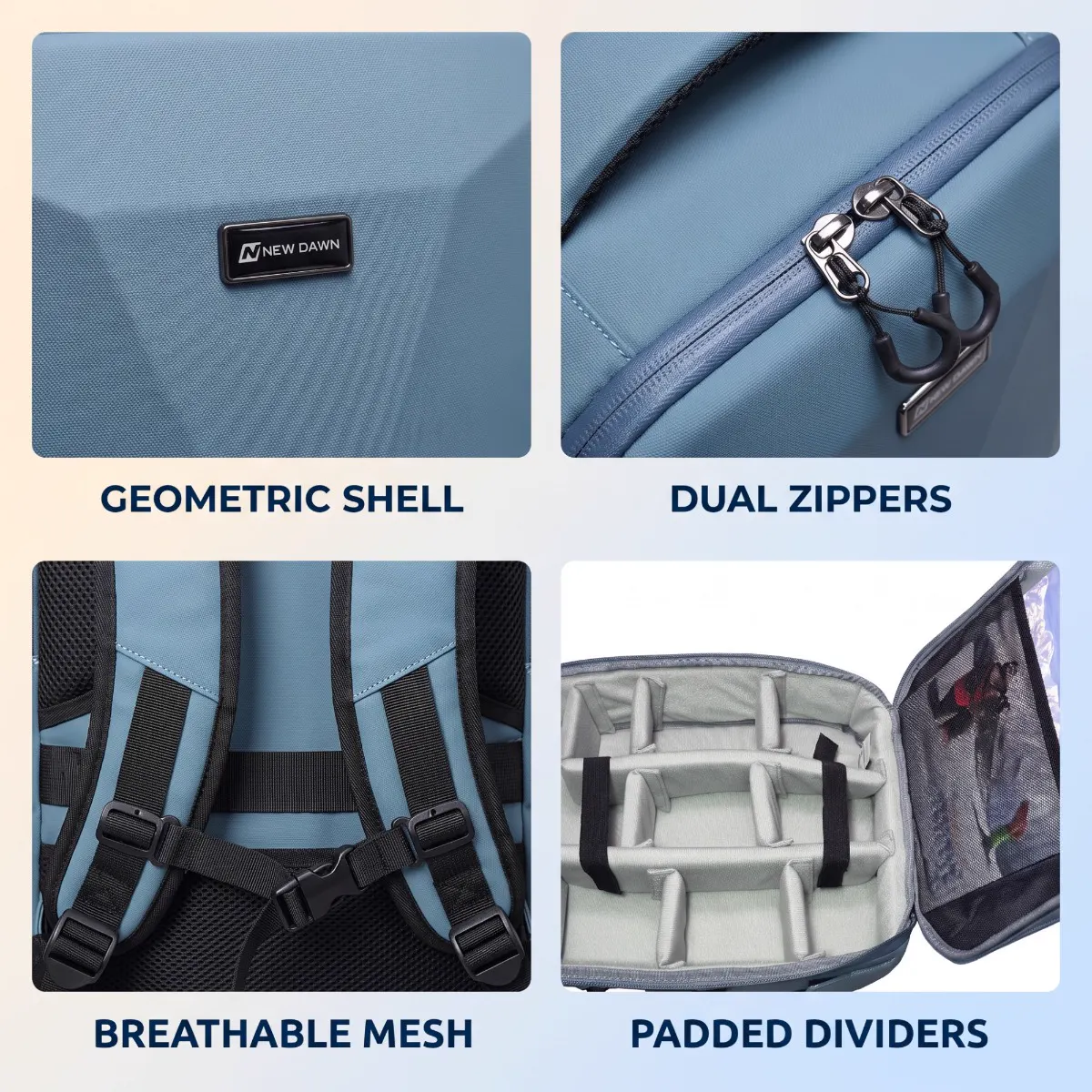 Camera Backpack with Padded Dividers — detail view