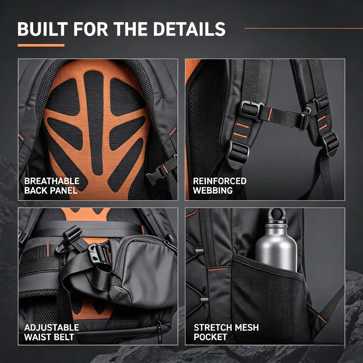 Camera Backpack with Laptop Compartment — detail view