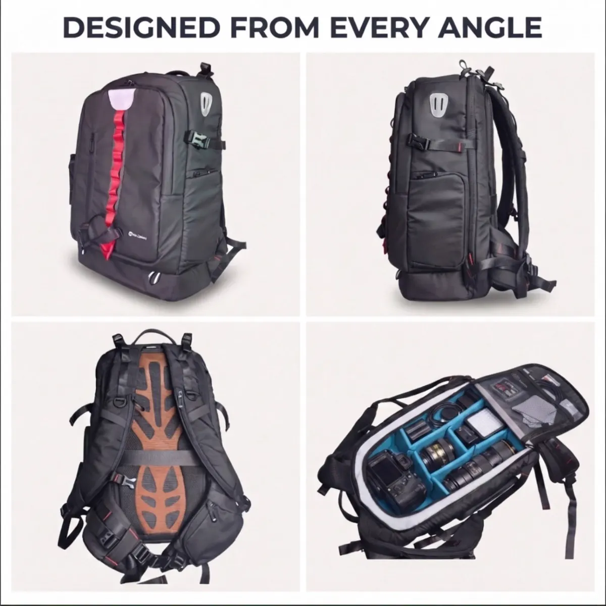Camera Backpack with Laptop Compartment — exterior view