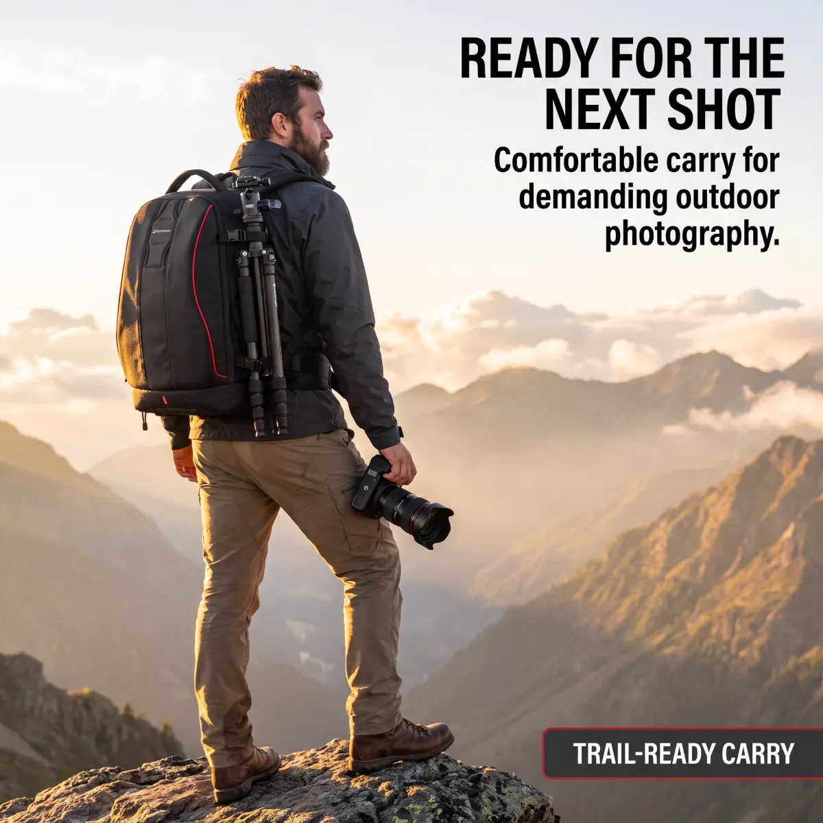Camera Backpack — Multi-Pocket Design — scene view