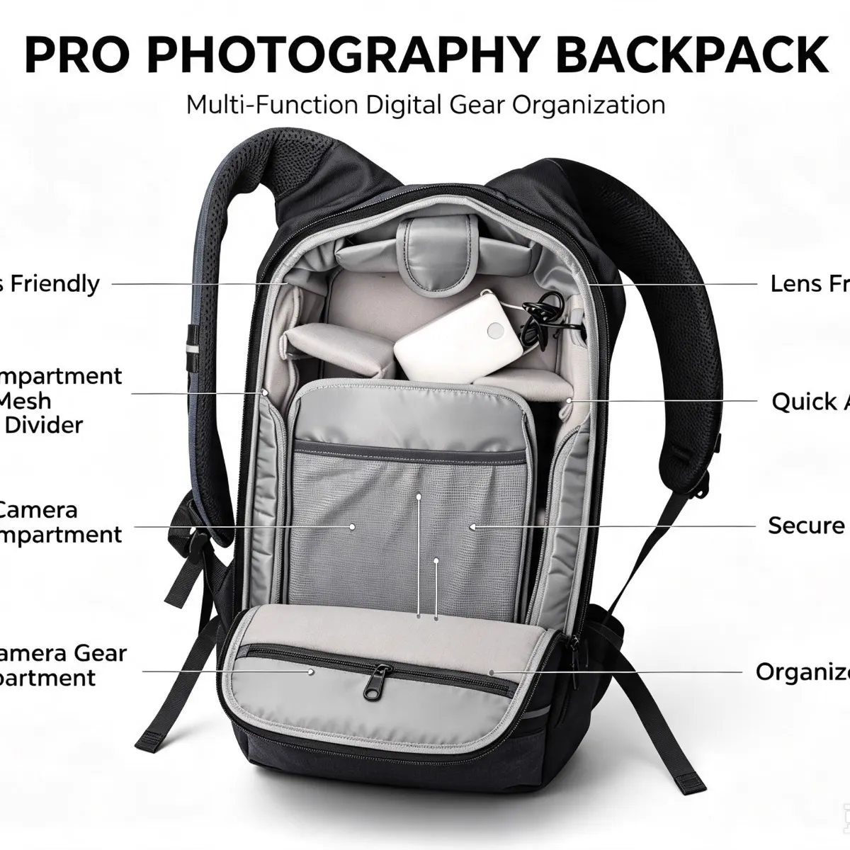 Camera Backpack — Large Capacity — image-2 view