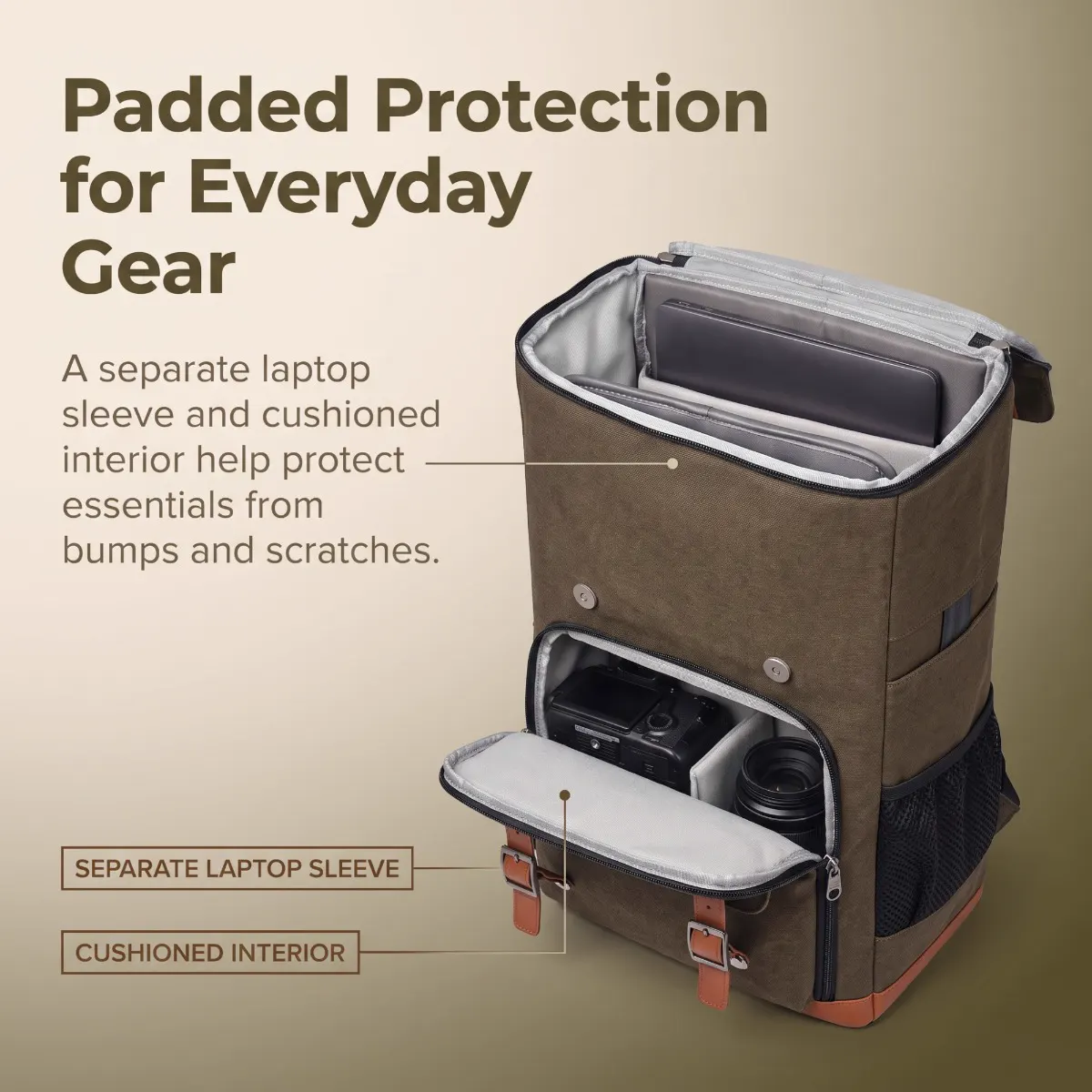 Camera Backpack — Travel Ready — selling-points view