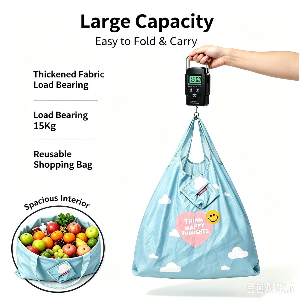 Foldable Reusable Grocery Tote Bag — view 1