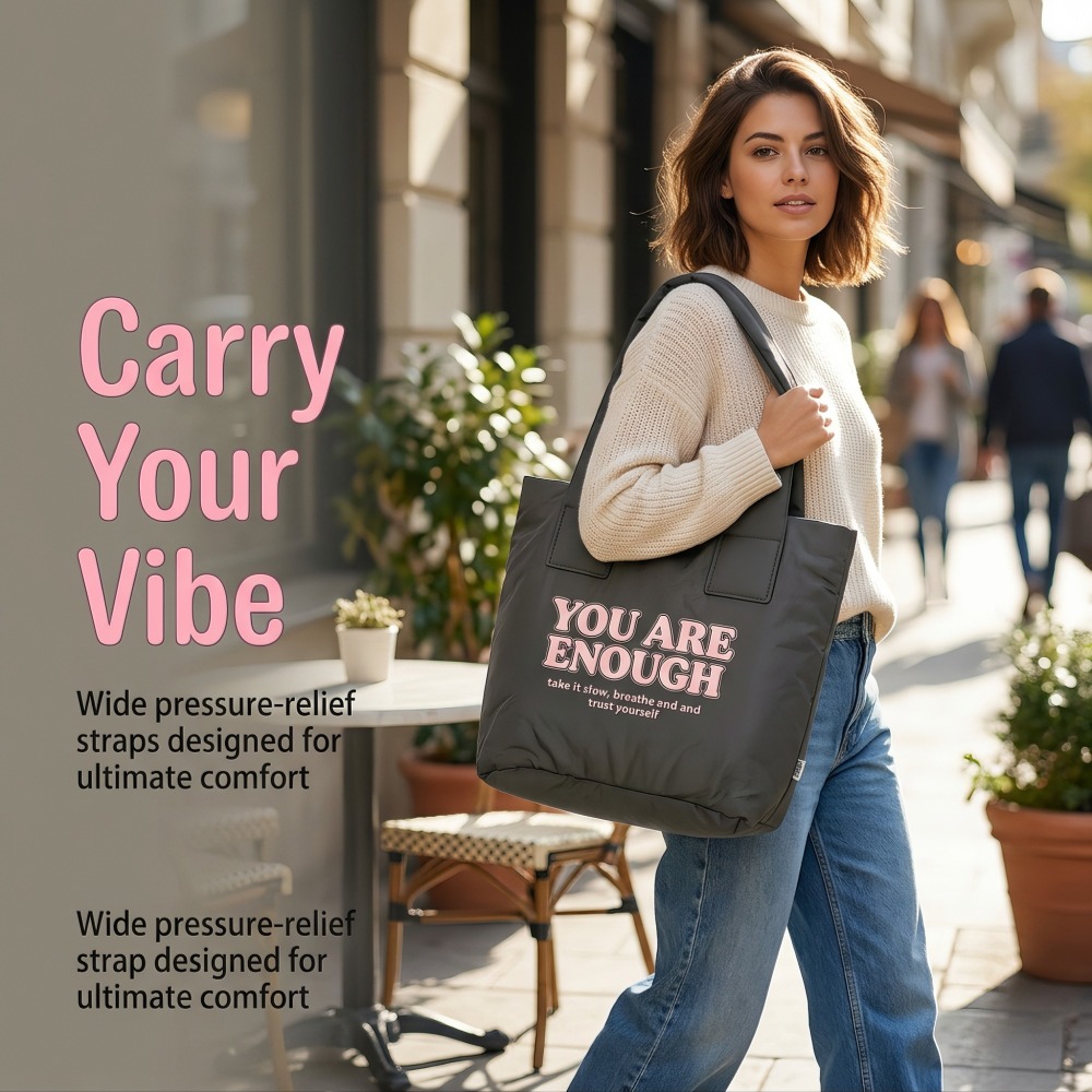 Puffer Tote Bag-Black — view 5