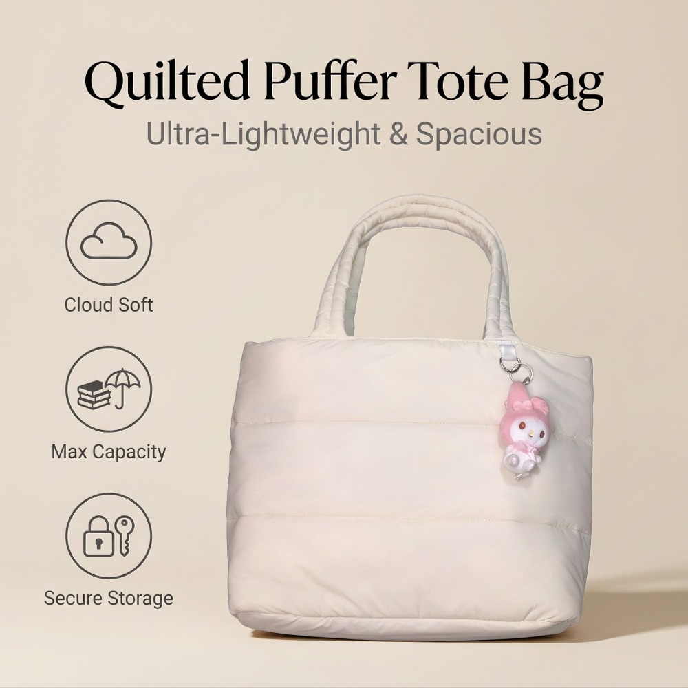 Puffer Tote Bag-Off-White — view 4